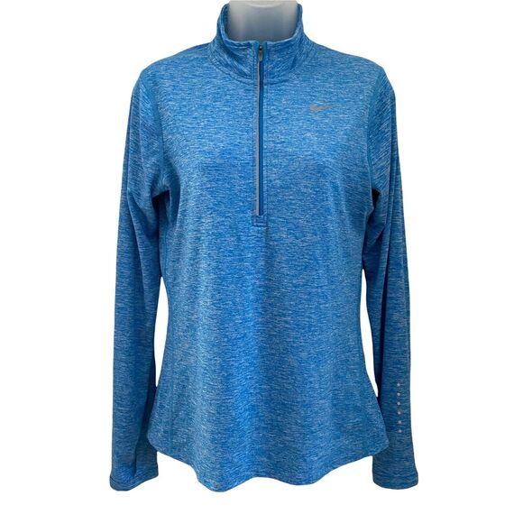 Nike Small Lightweight Jacket 1/2 Zip Heathered Blue Dri Fit Running - Picture 1 of 8